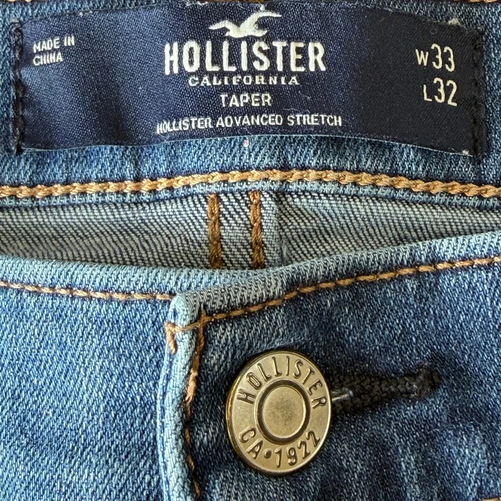 Hollister Taper Advanced Stretch Patchwork Jeans Mens 33x32 Medium Wash Blue